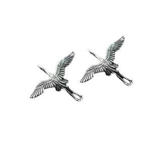 Crane Design Silver Stud Earrings
